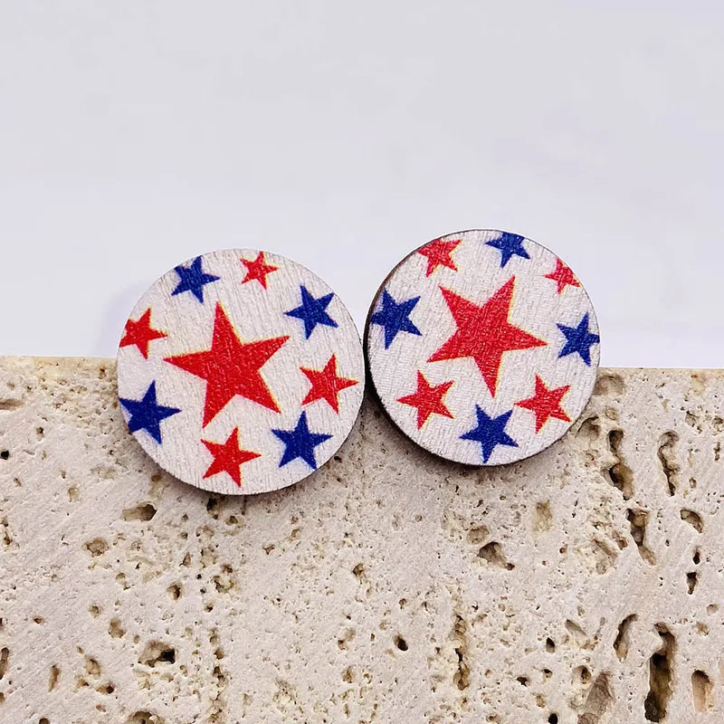 All The Sass Patriotic Wood Stud Earrings