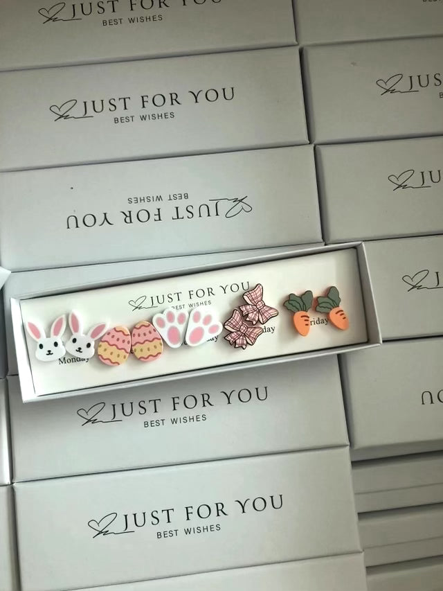 Bunnies and Carrots Boxes of Easter Earrings