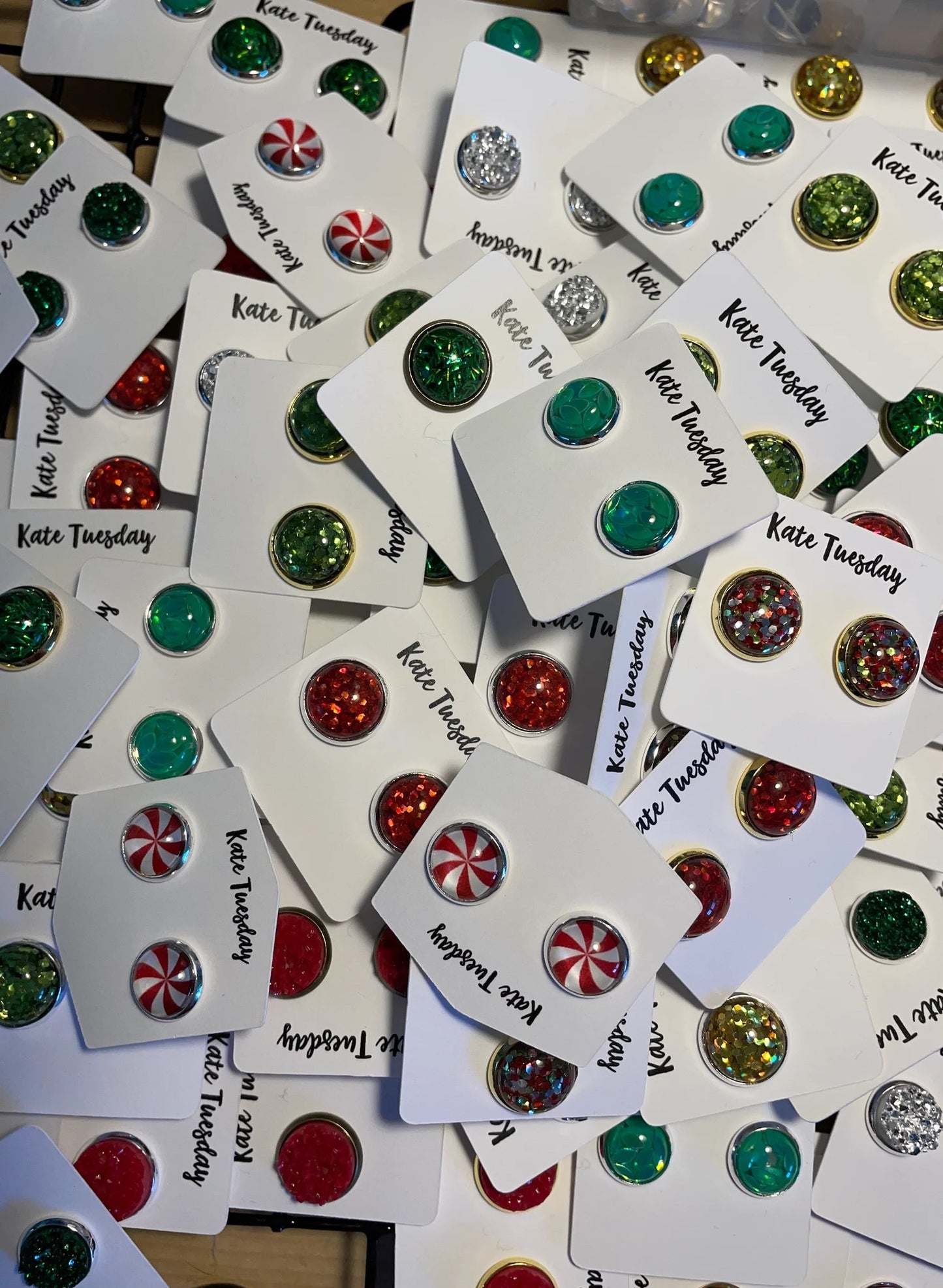 Holiday Grab Bag of Stud Earrings White Kate Tuesday Cards