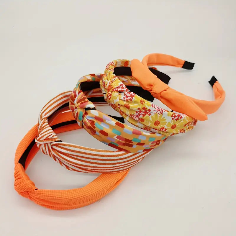 Orange Sunshine Knotted Headband Pack of 5