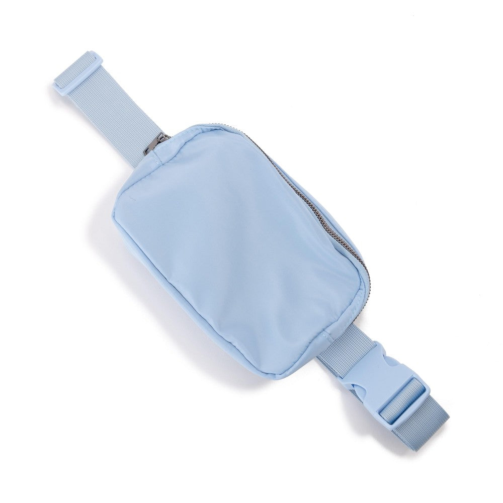 Light Blue Basics Cross Body Nylon Belt Bag