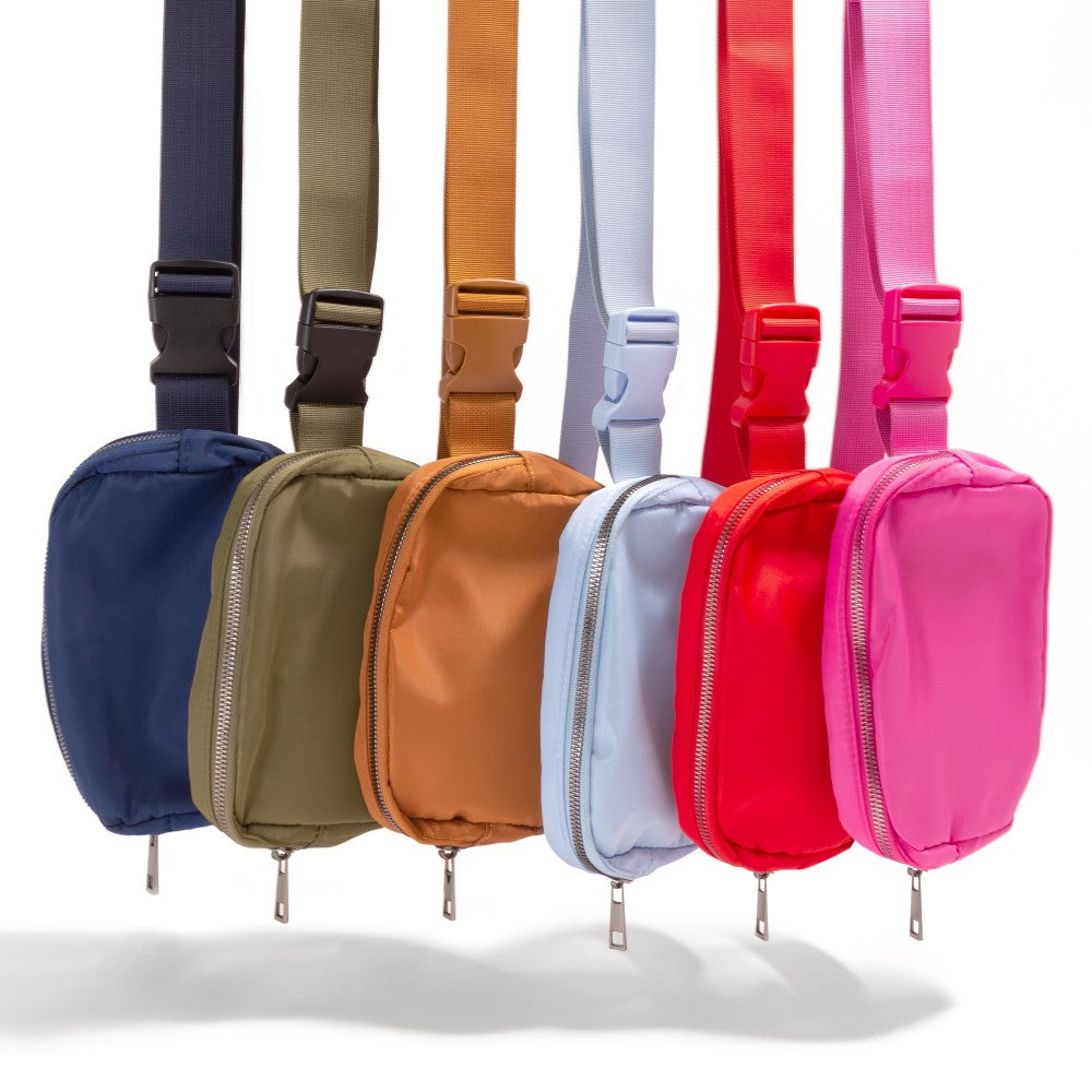 Light Blue Basics Cross Body Nylon Belt Bag