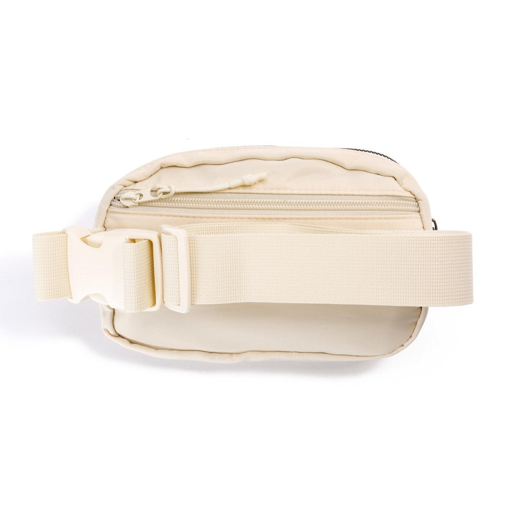Cream Cross Body Nylon Belt Bag