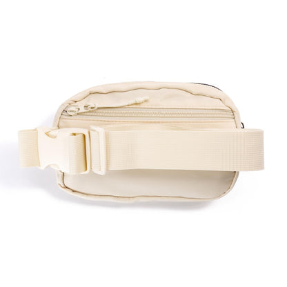 Cream Cross Body Nylon Belt Bag