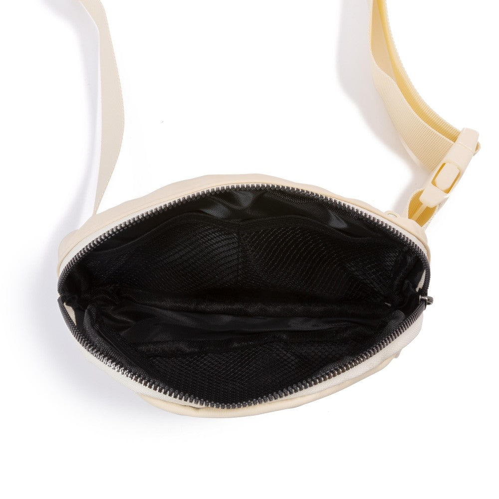 Cream Cross Body Nylon Belt Bag