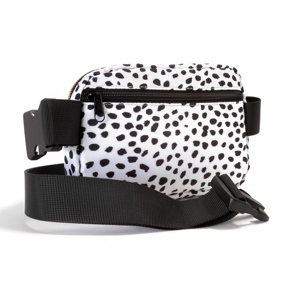 White Animal Print Cross Body Nylon Belt Bag