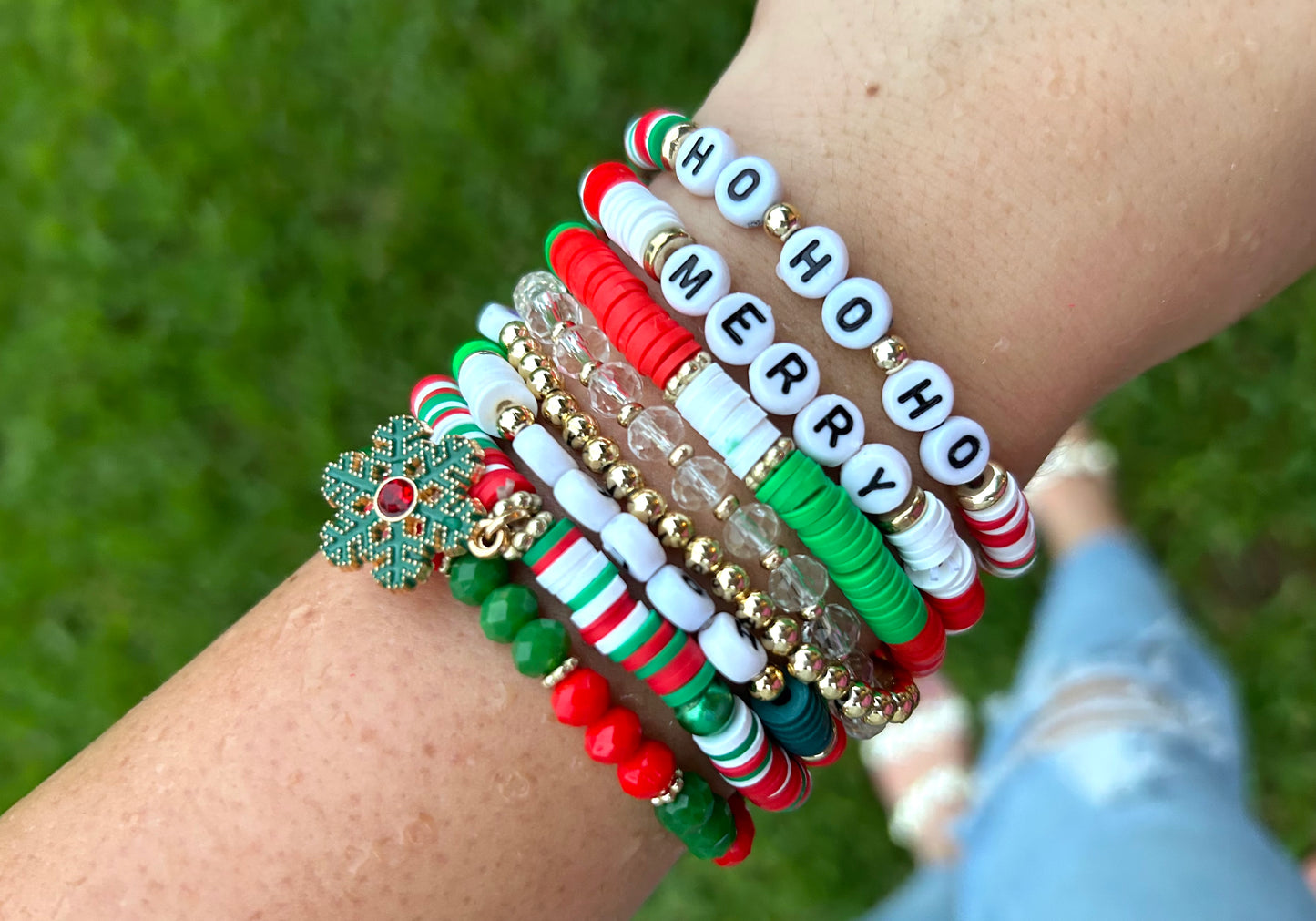 Ho Ho Ho Holiday Stretchy Bracelet Set
