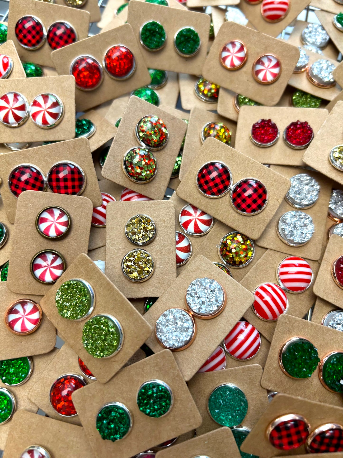 Holiday Grab Bag of Stud Earrings Brown Plain Cards