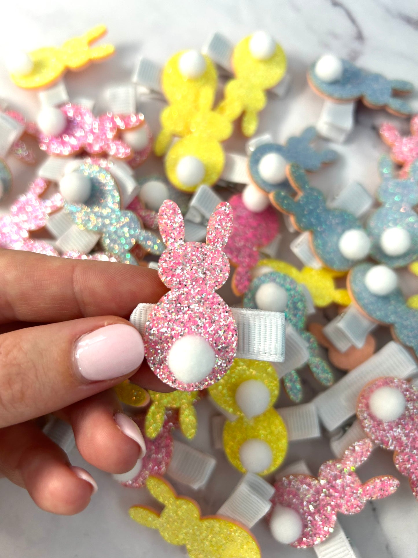 🌸 Easter Glittery Bunny Hair Clips