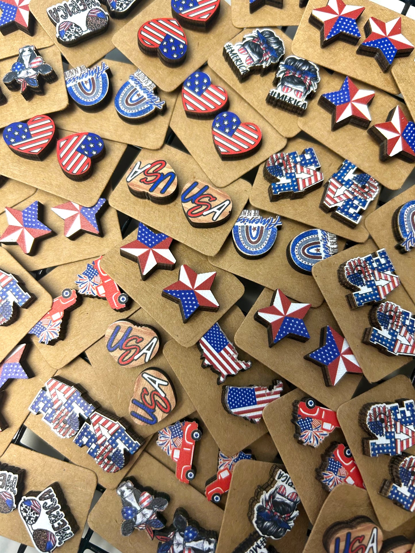 ❤️💙🤍 Red, White + Blue Patriotic Stud Earrings