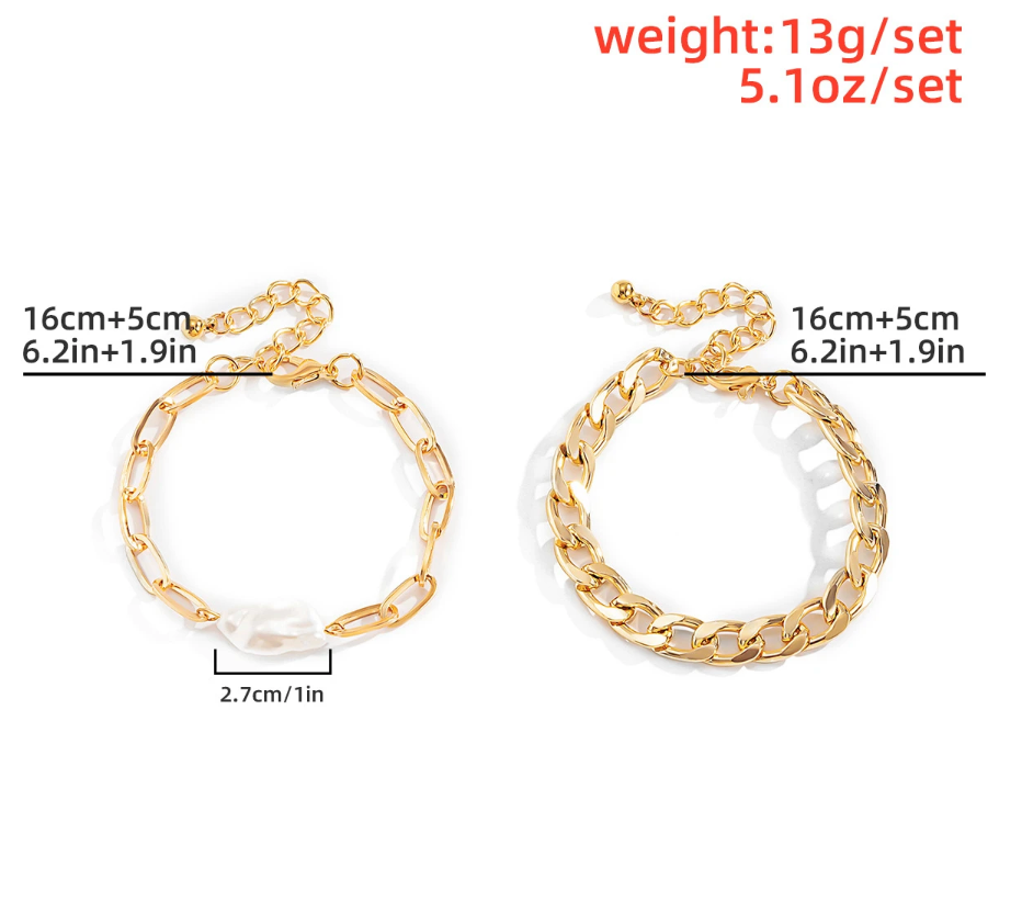 June Faux Pearl Gold Chain Bracelet