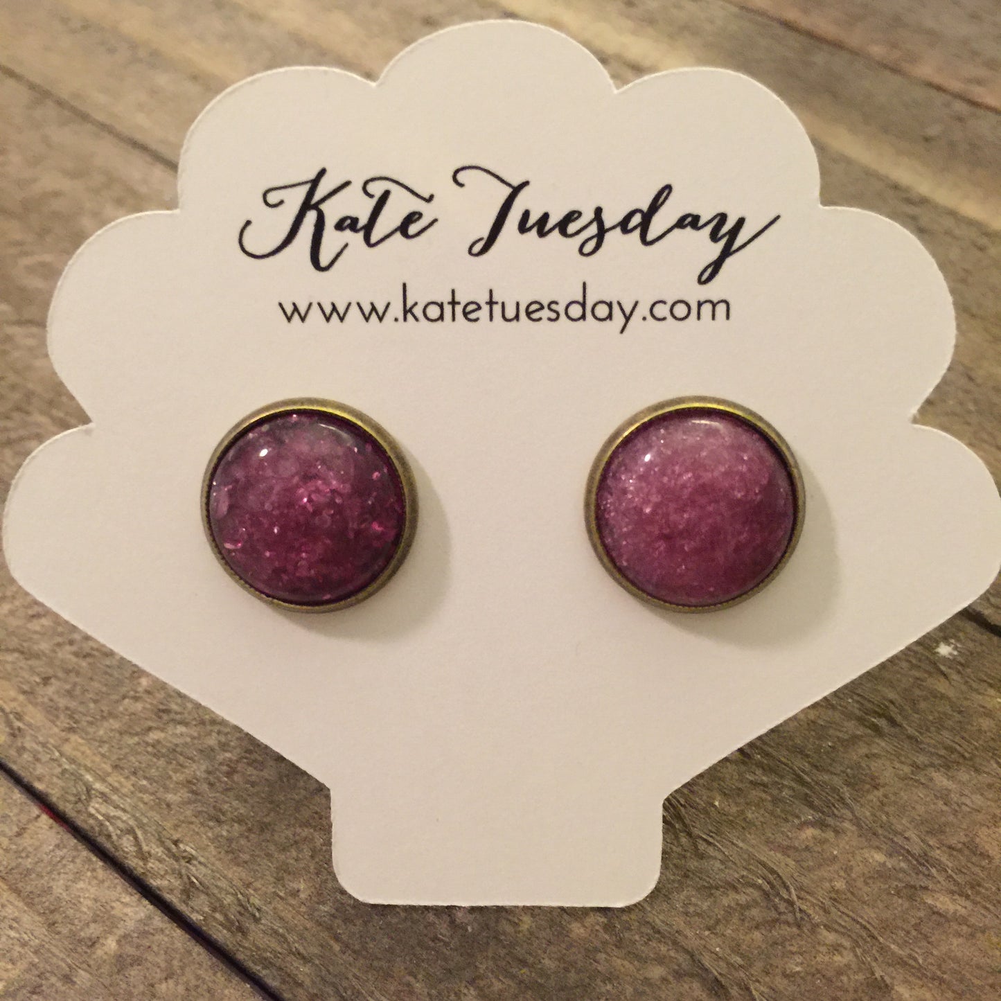 Larah Purple Sparkle 12mm Stone Druzy Like Earrings