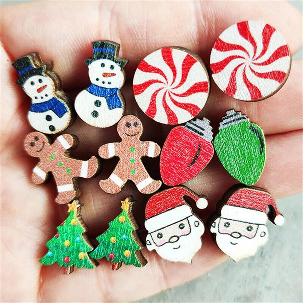 Holiday Wood Stud Earrings