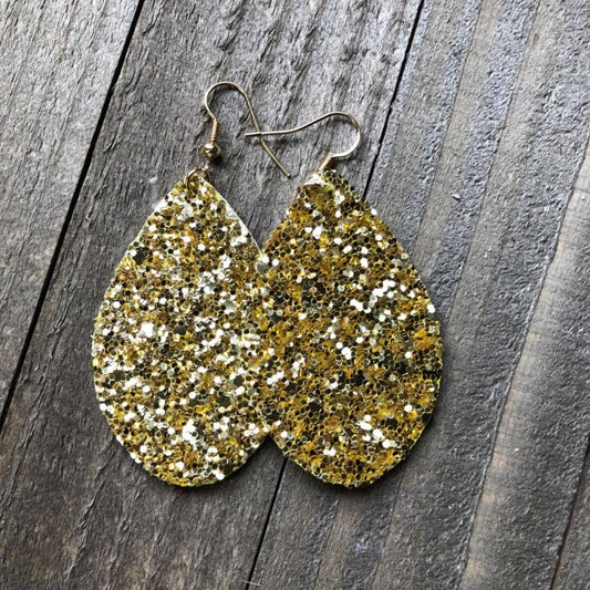 Gold Glitter Teardrop Earrings