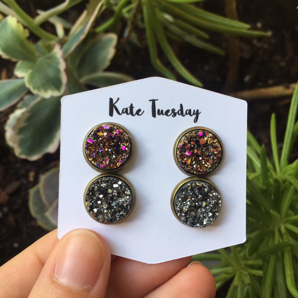 Double Metallic Druzy Earrings Set – Kate Tuesday Wholesale