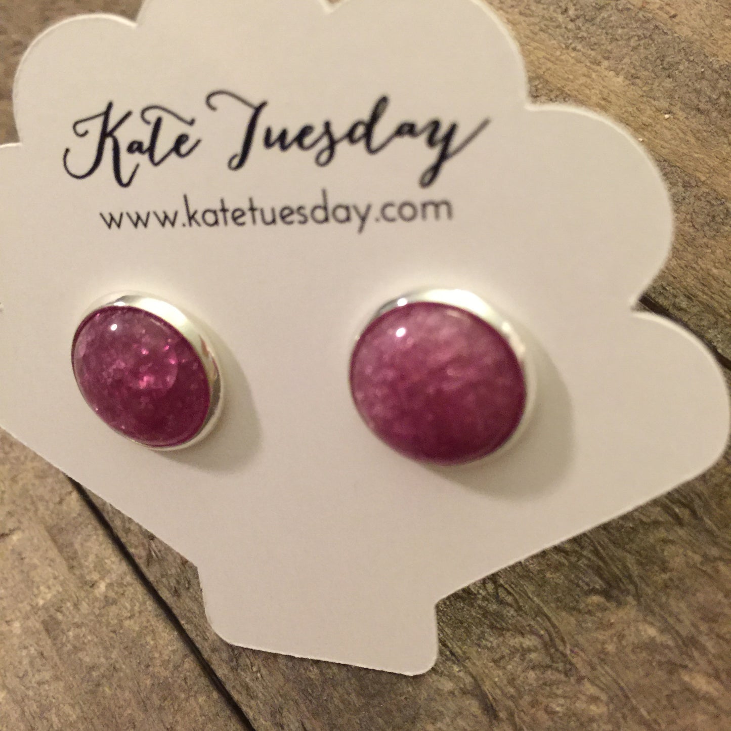 Larah Purple Sparkle 12mm Stone Druzy Like Earrings