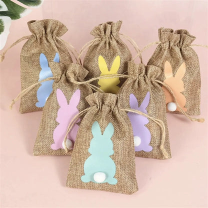 Burlap Easter Bunny Tail Puff Bags