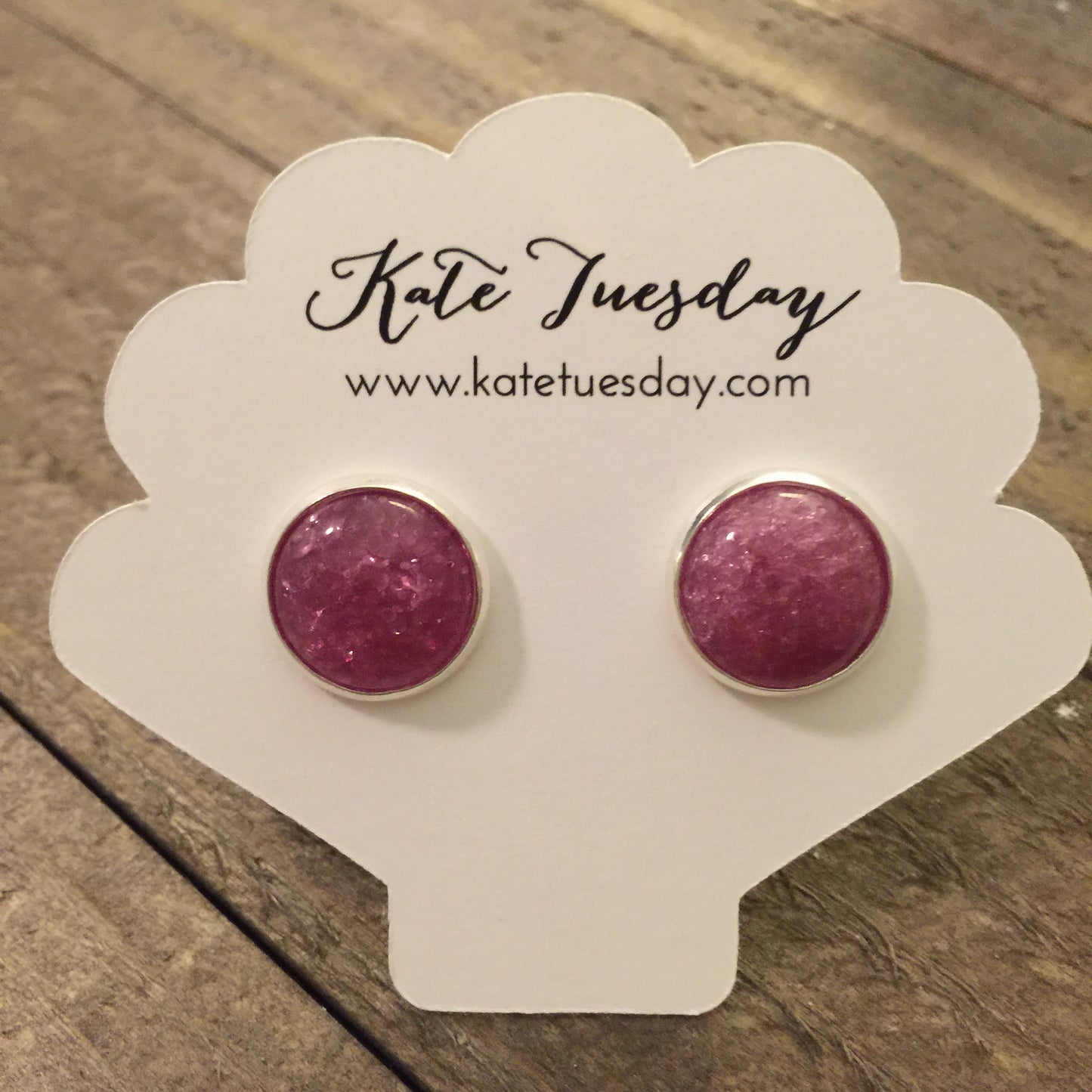 Larah Purple Sparkle 12mm Stone Druzy Like Earrings