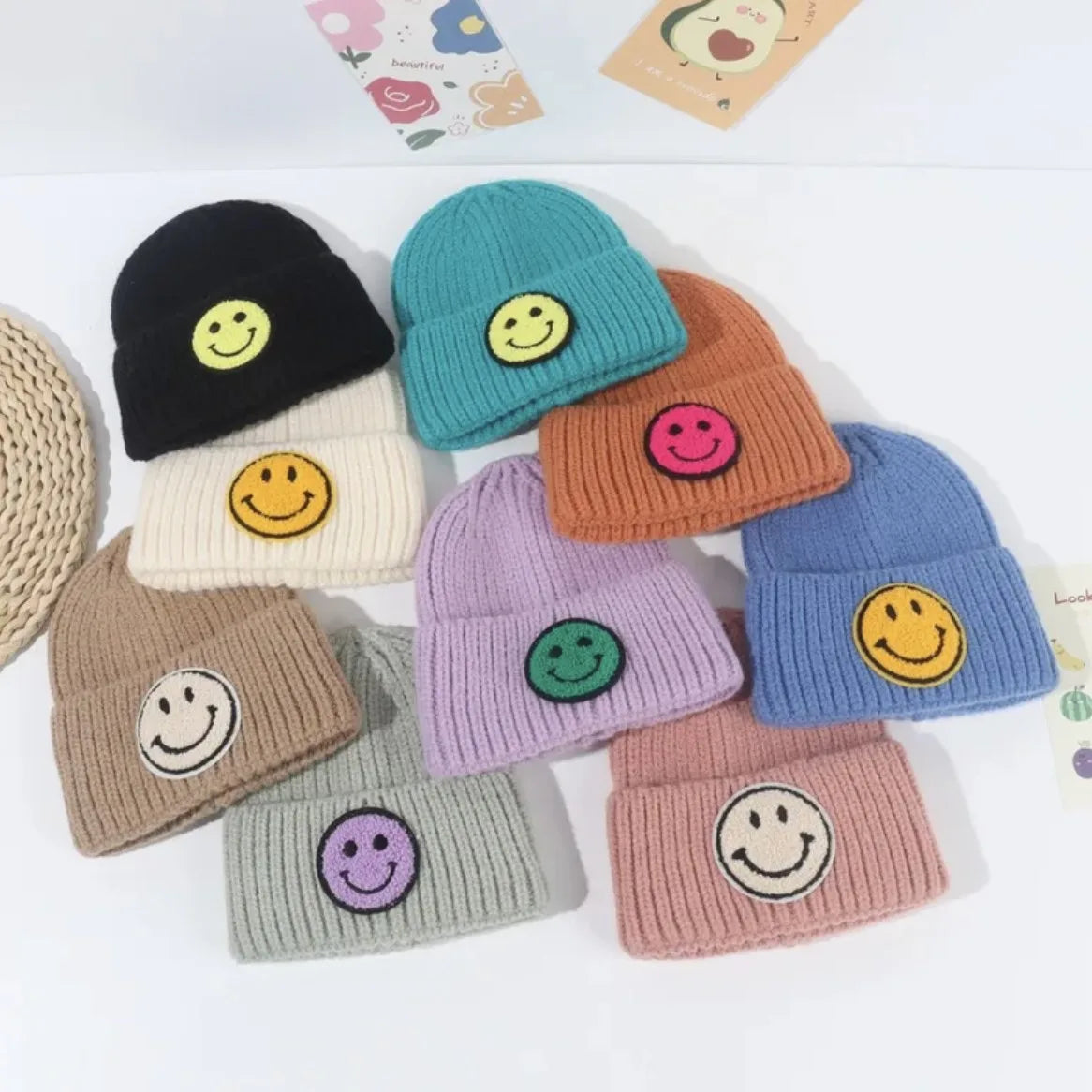 Fun Smiley Face Emblem Hats