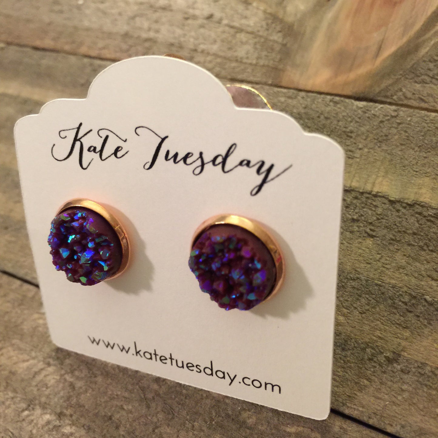 Maroon Pink Druzy 12mm Earrings