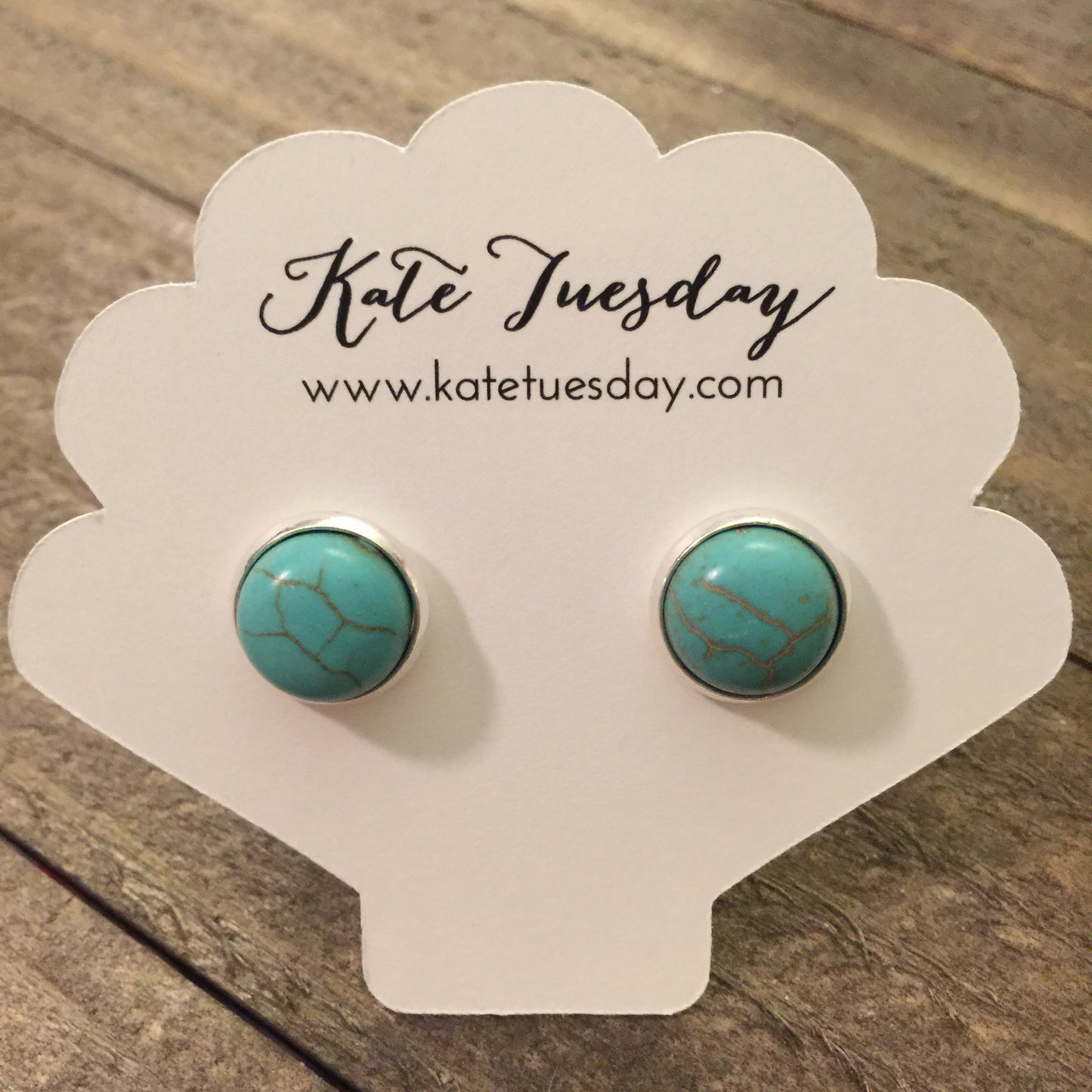 Turquoise Stone 12mm Like Druzy Earrings