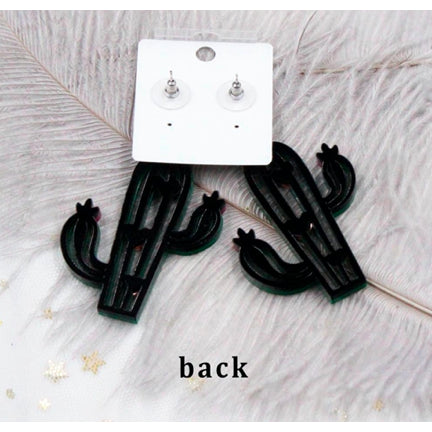 Glittery Cactus Earrings Pink and Green