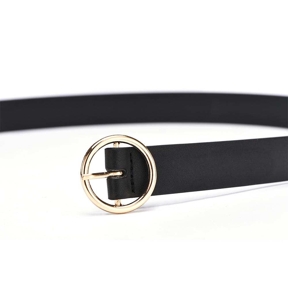 Women Leather Belt for Dresses Jeans Pants With Classic Round Buckle