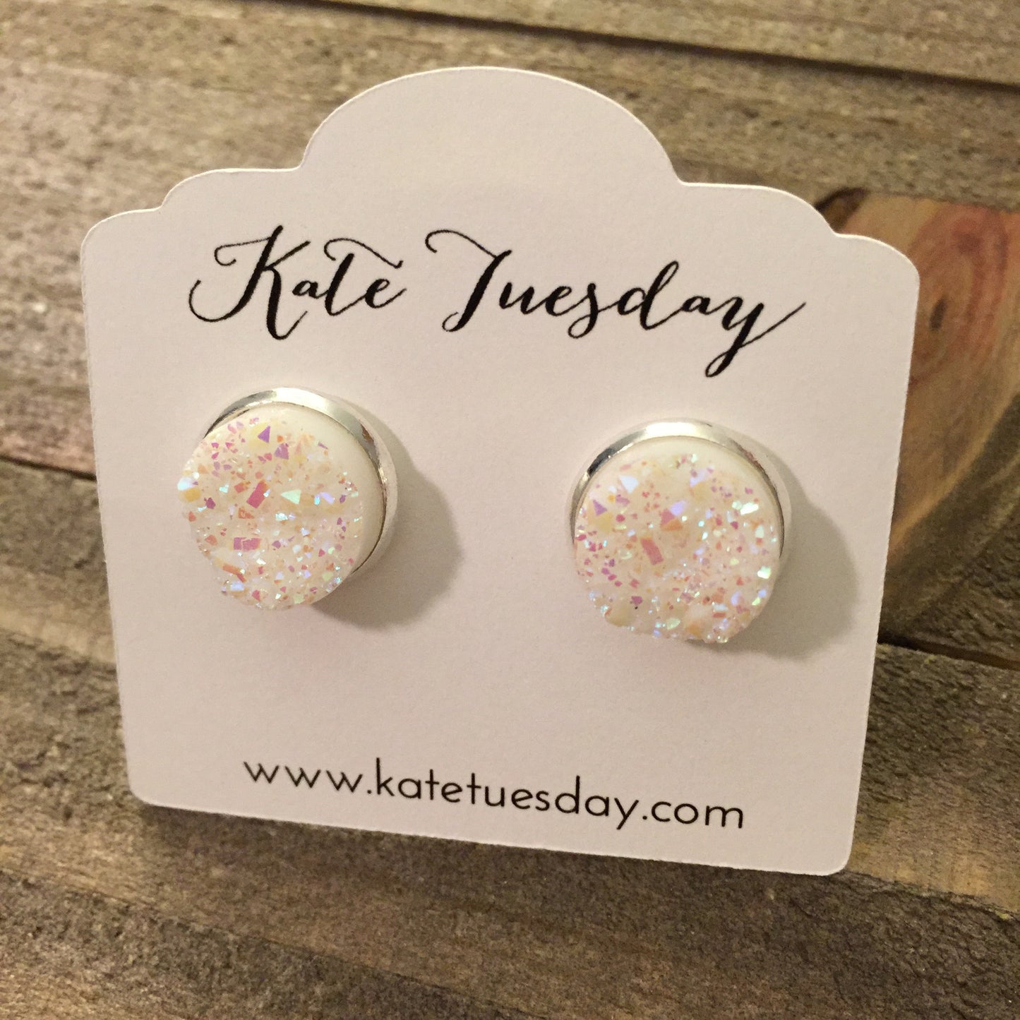 Crystal Sparkle White 12mm Druzy Earrings