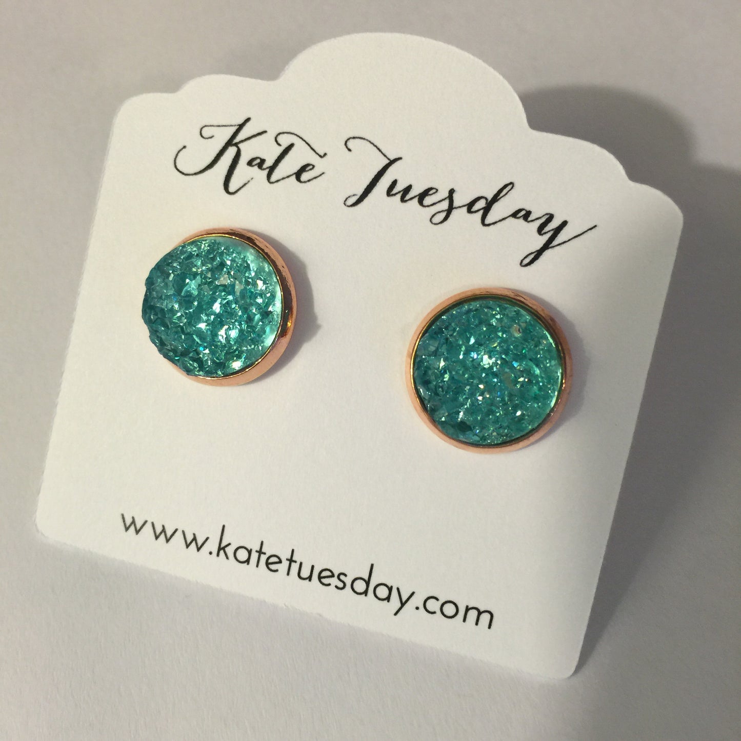 Aquamarine Druzy 12mm Earrings