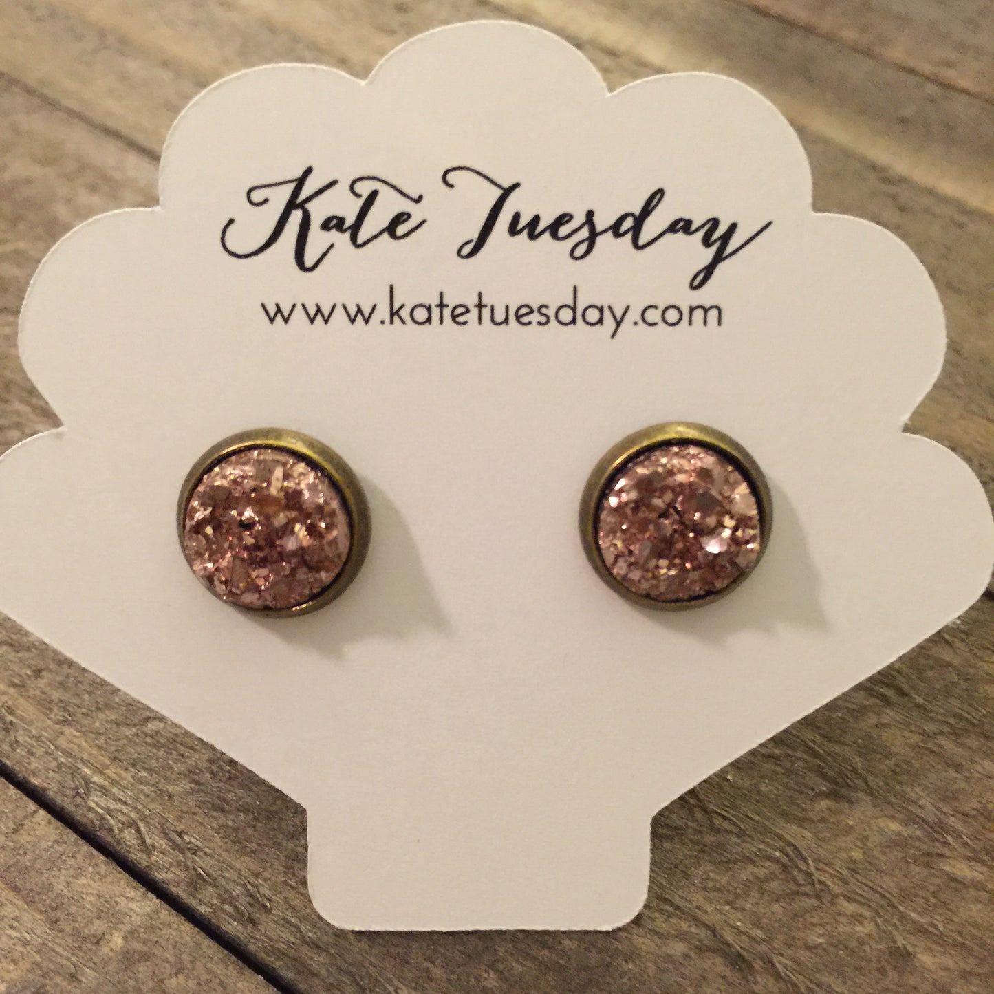 Rose Gold Druzy 10mm Earrings