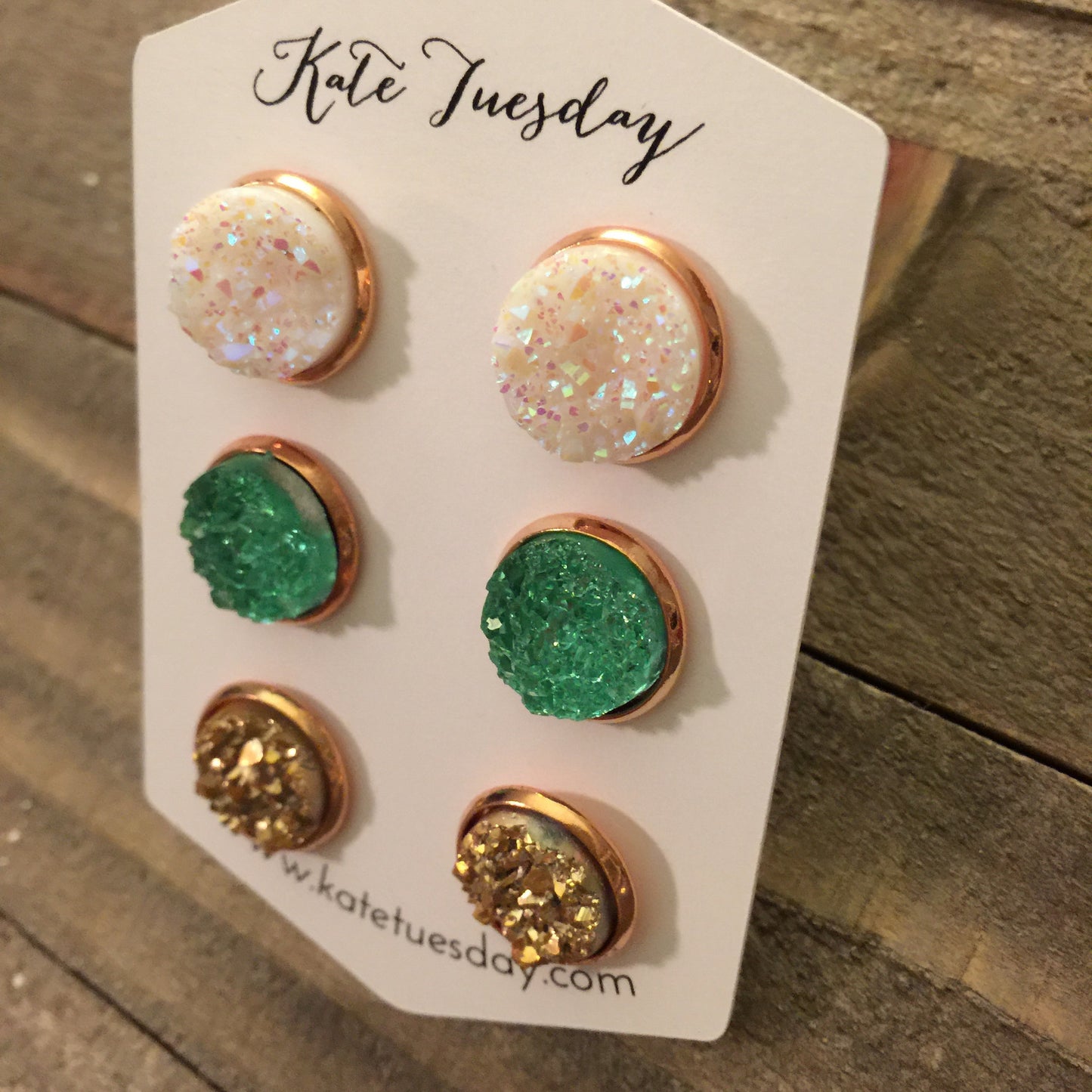 Shontelle Set of 12mm Druzy Earrings