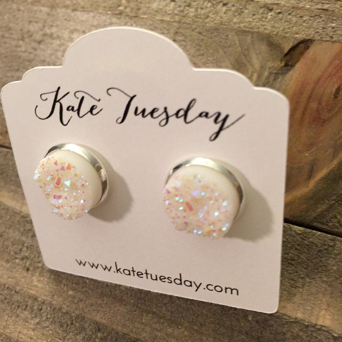 Crystal Sparkle White 12mm Druzy Earrings