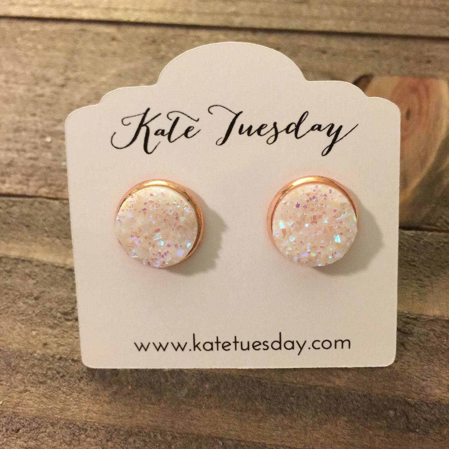 Crystal Sparkle White 12mm Druzy Earrings