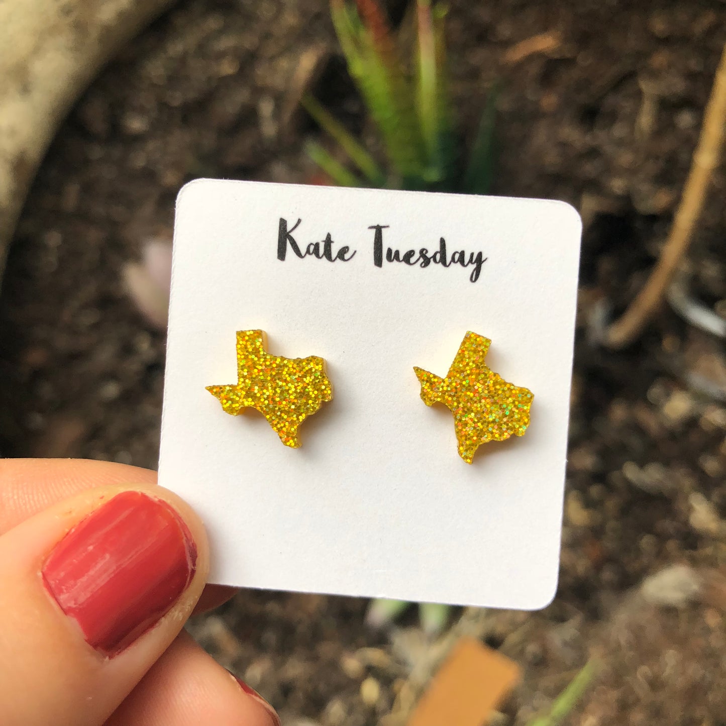 Texas Gold State Stud Earrings