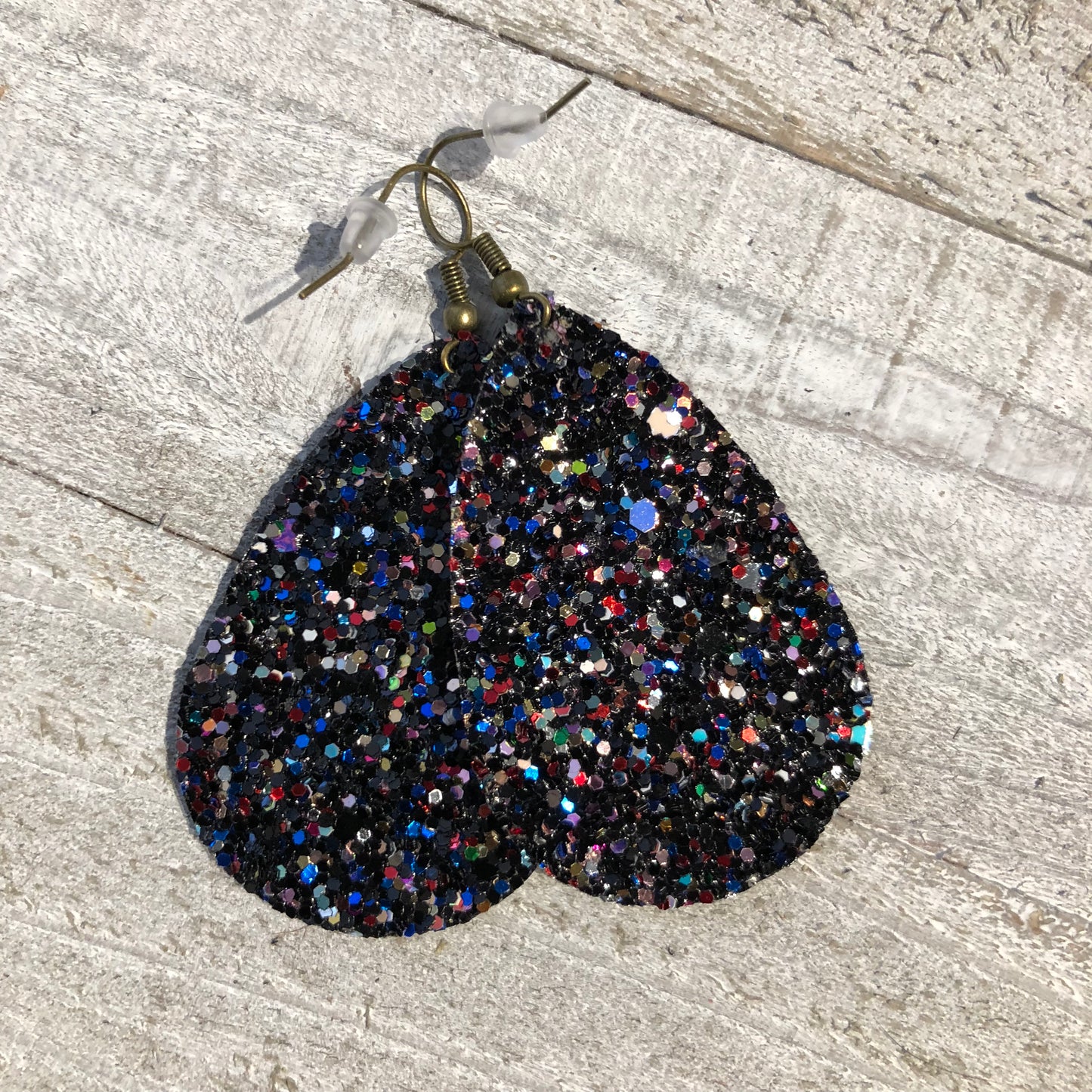 Black Multi Glitter Teardrop Earrings