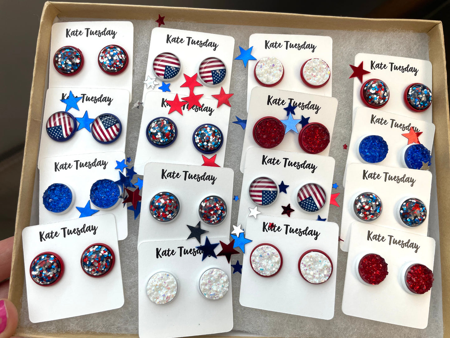Patriotic Red, White + Blue Earrings