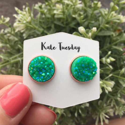 Green Pop Druzy Earrings