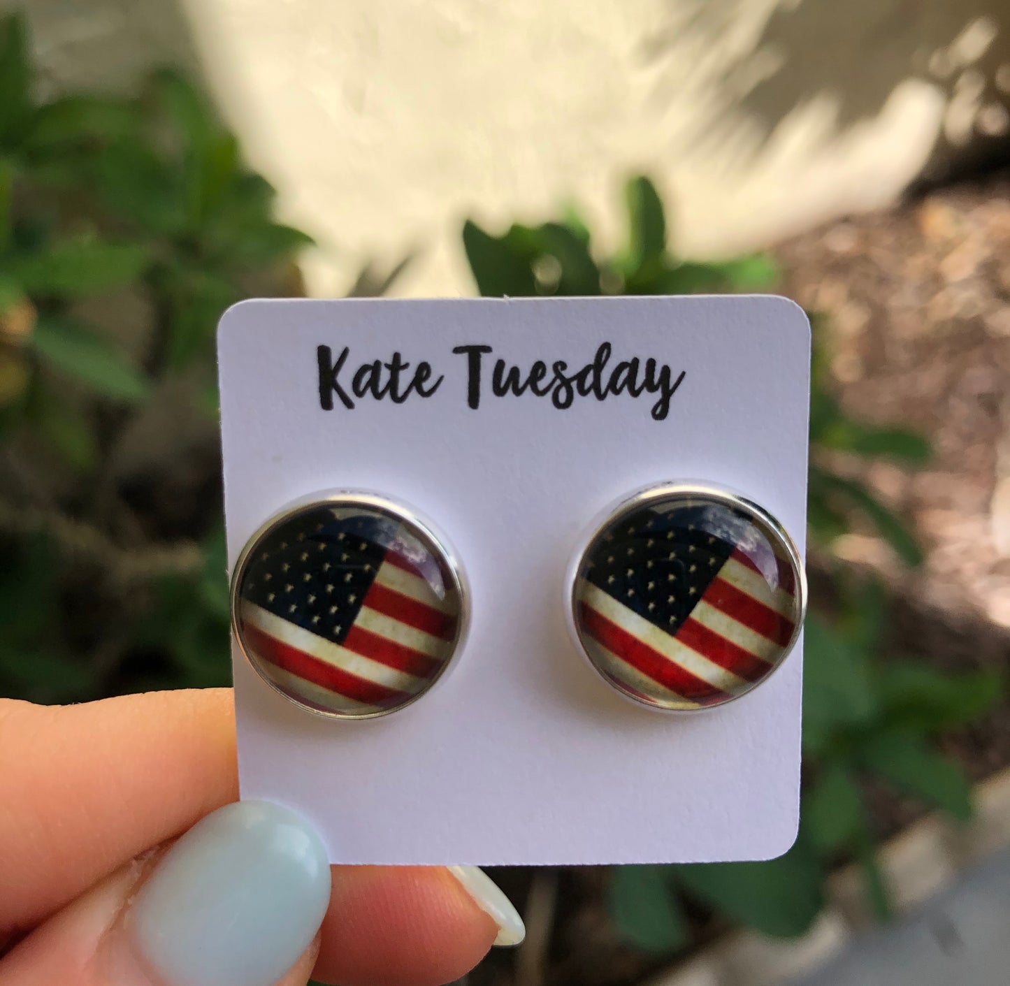 All American Flag 14mm Stud Earrings
