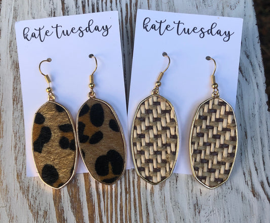 Cheetah Leopard + Woven Hang Earrings