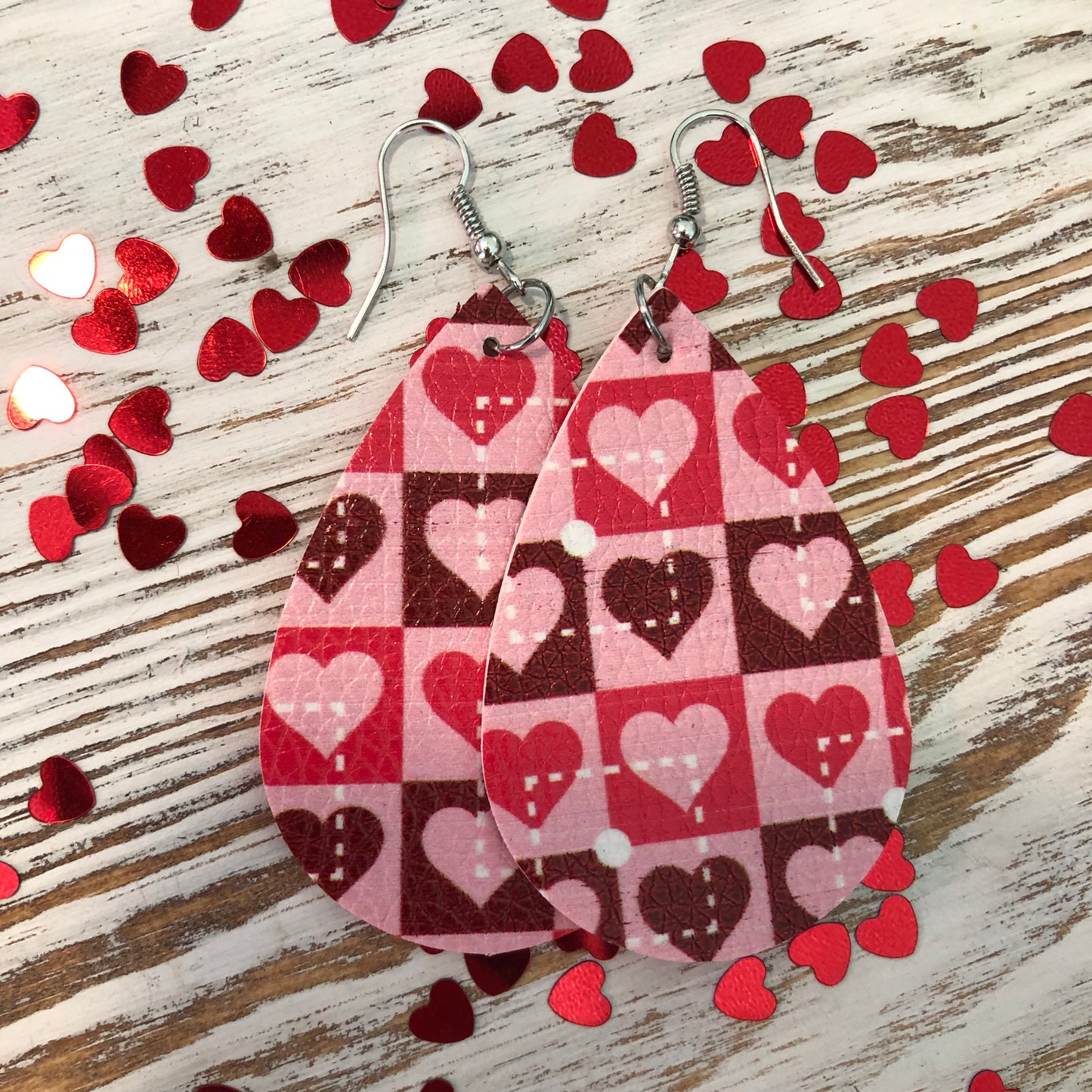 Heart Box Multi Hearts Leather Earrings