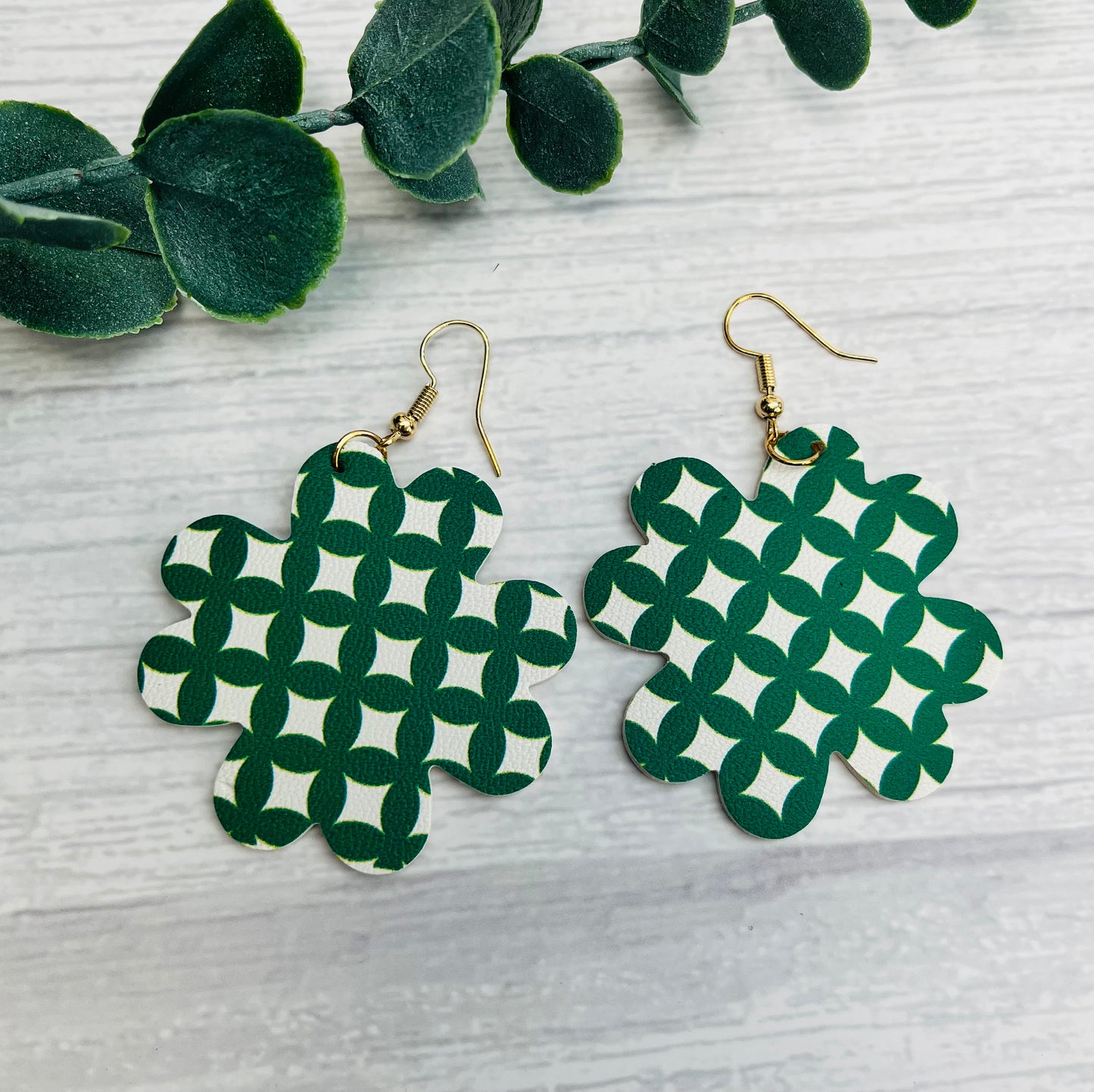 Funky Green Flower Hanging Earrings