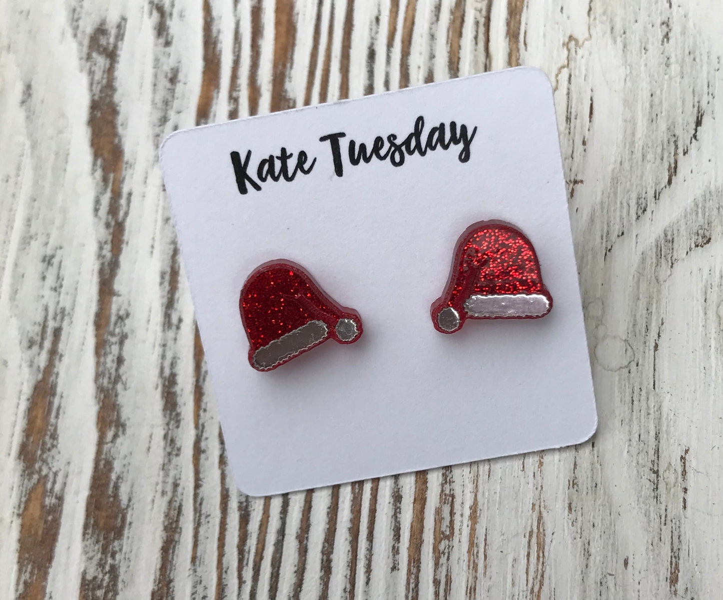 Santa Hat Holiday Acrylic Stud Earrings