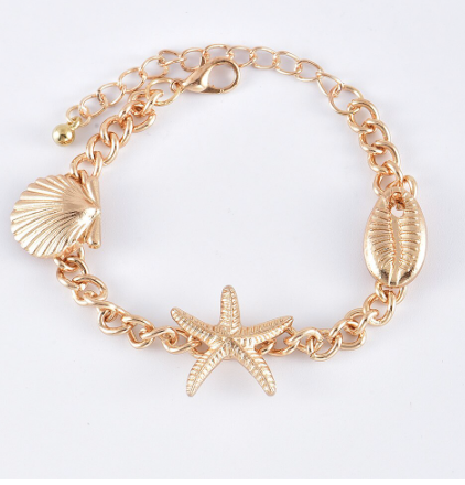 Gold Sea Shell Summer Bangle Bracelet Set