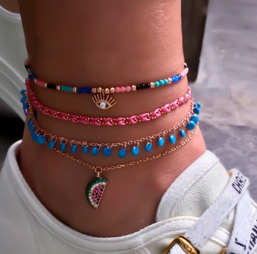 Summer Watermelon Fun Color Anklet Bracelet