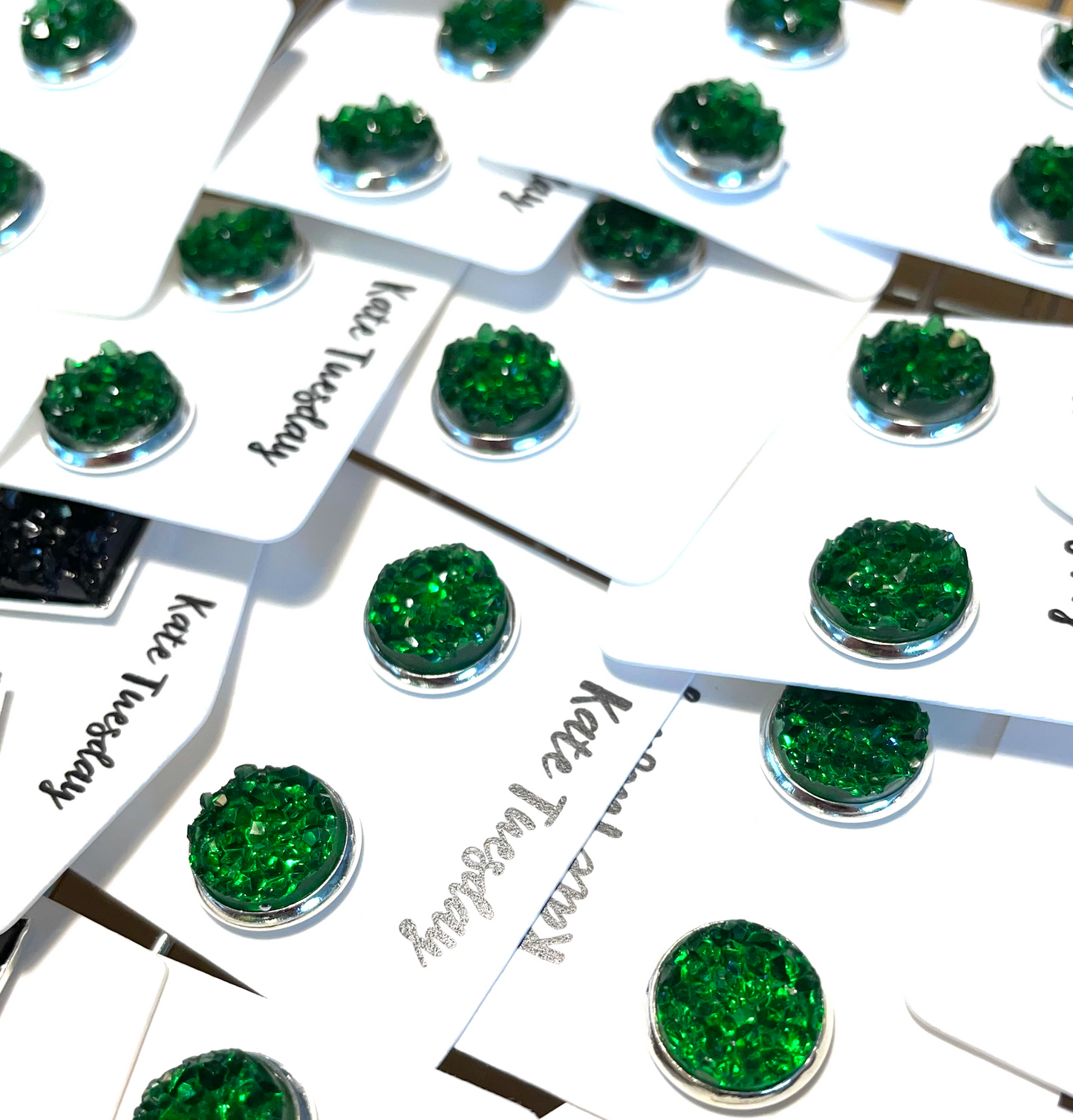 10mm Green Druzy Earrings
