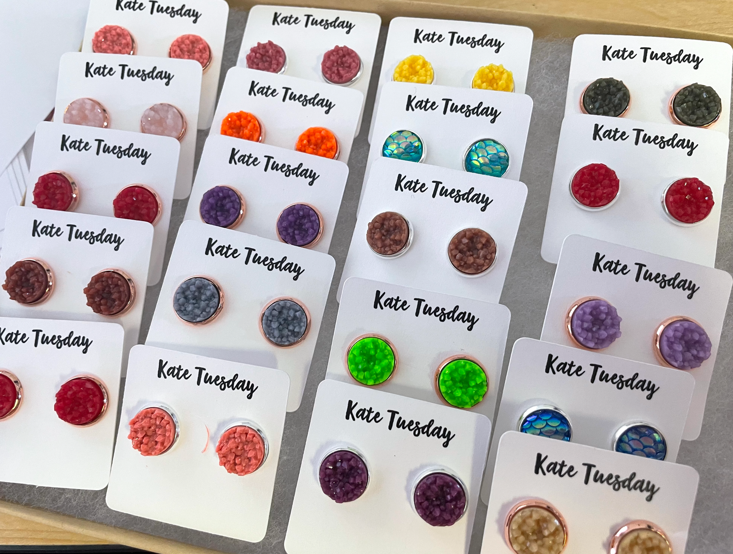Stud Earrings Subscription Box DRUZY, MERMAID, PRINT EARRINGS