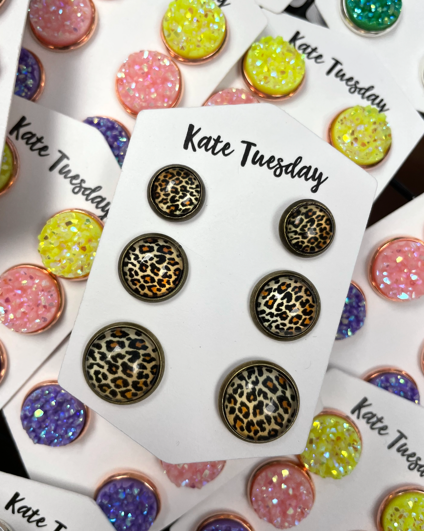 Cheetah Leopard Triple Set of Earrings 3 Sizes