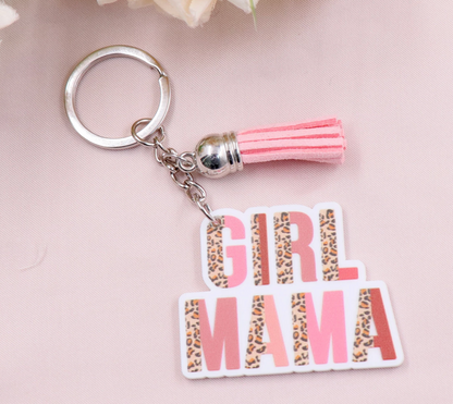 Girl Mama Pink Cheetah Keychain