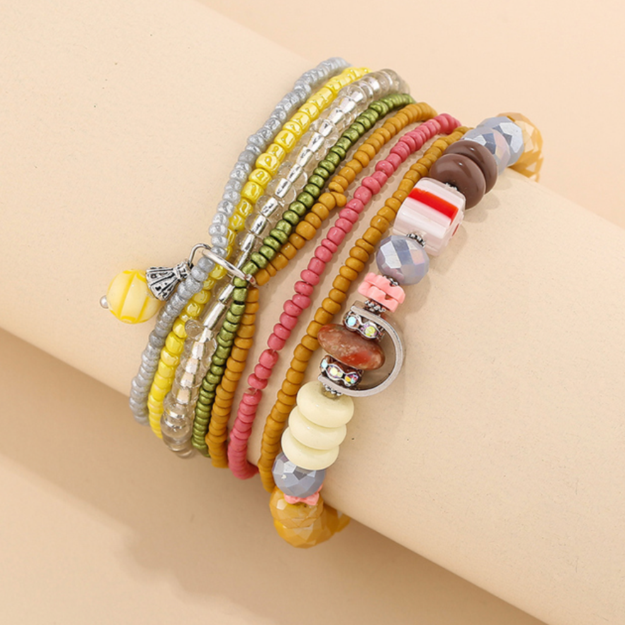 Fall Harvest Beaded Stretchy Bracelet