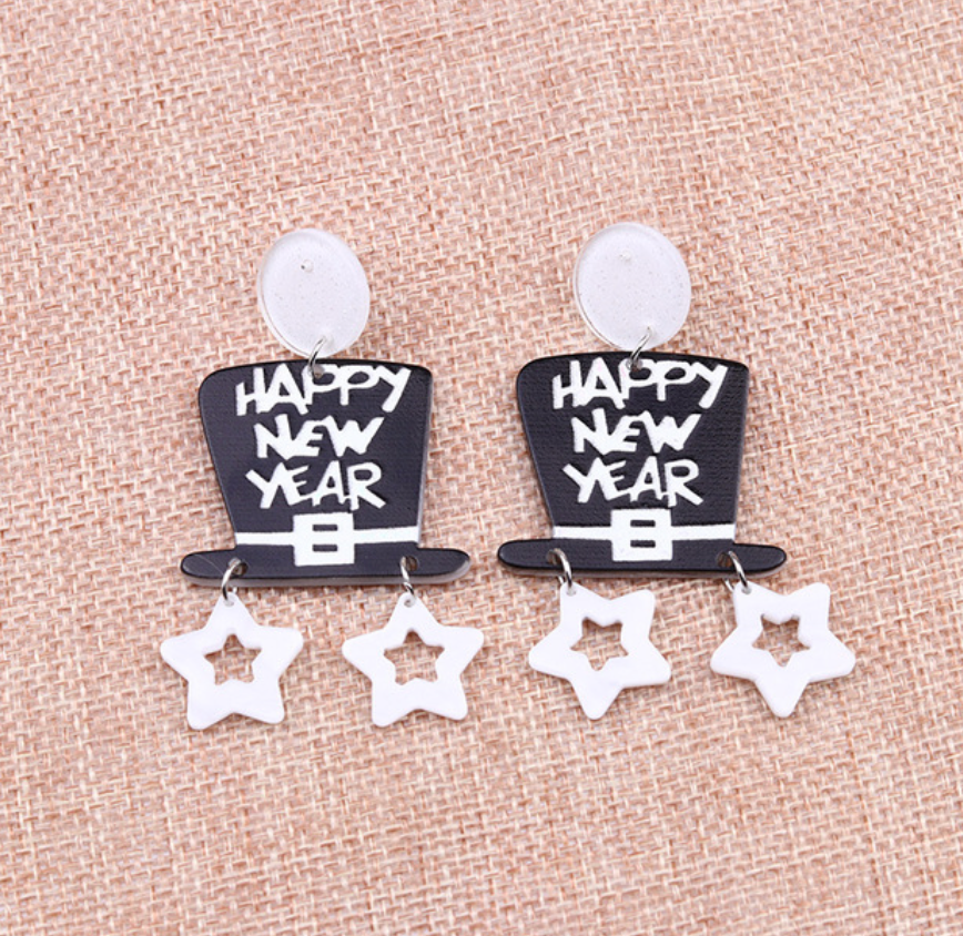 Happy new 2025 year earrings